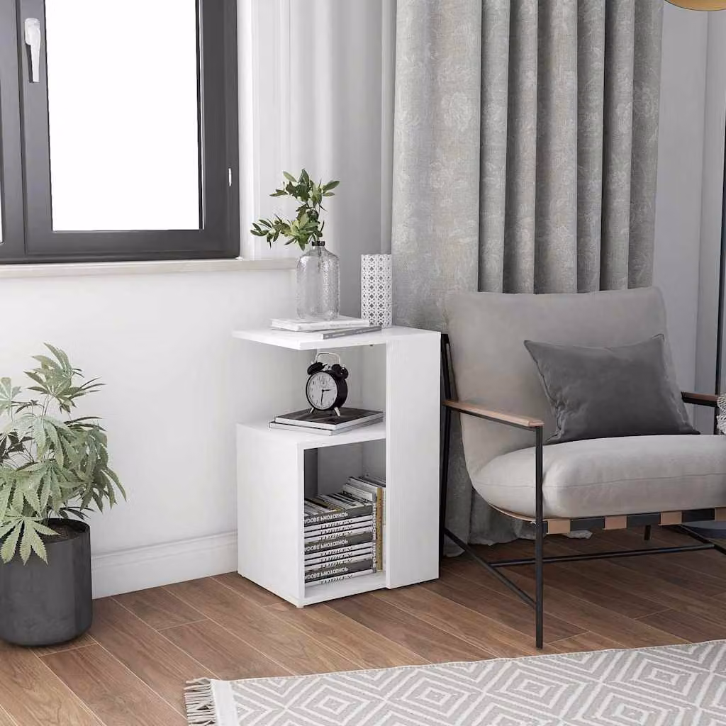 vidaXL Tavolino da Salotto Moderno Bianco in Legno e MDF L: 36 cm, P: 30 cm, H: 56 cm