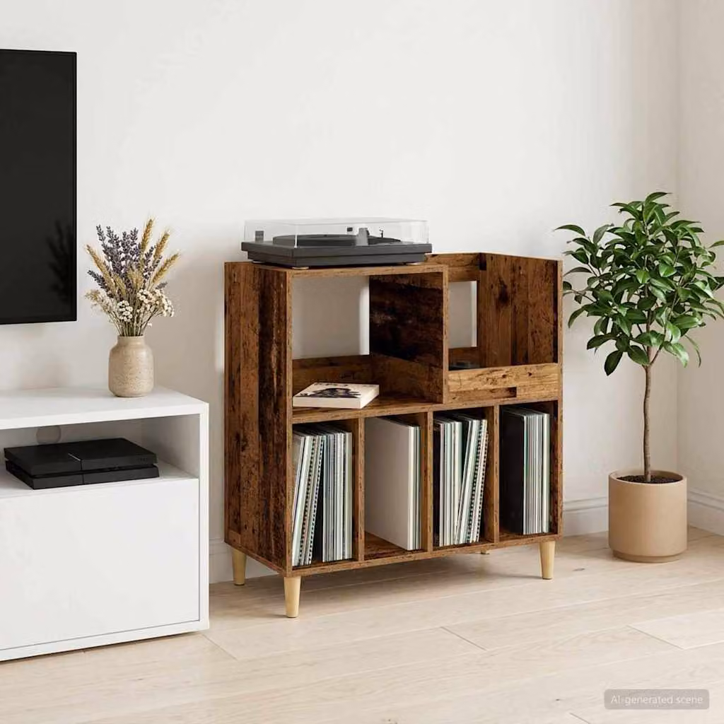 vidaXL Supporto per giradischi moderno in legno marrone L 82 cm x P 39,5 cm x H 82,5 cm