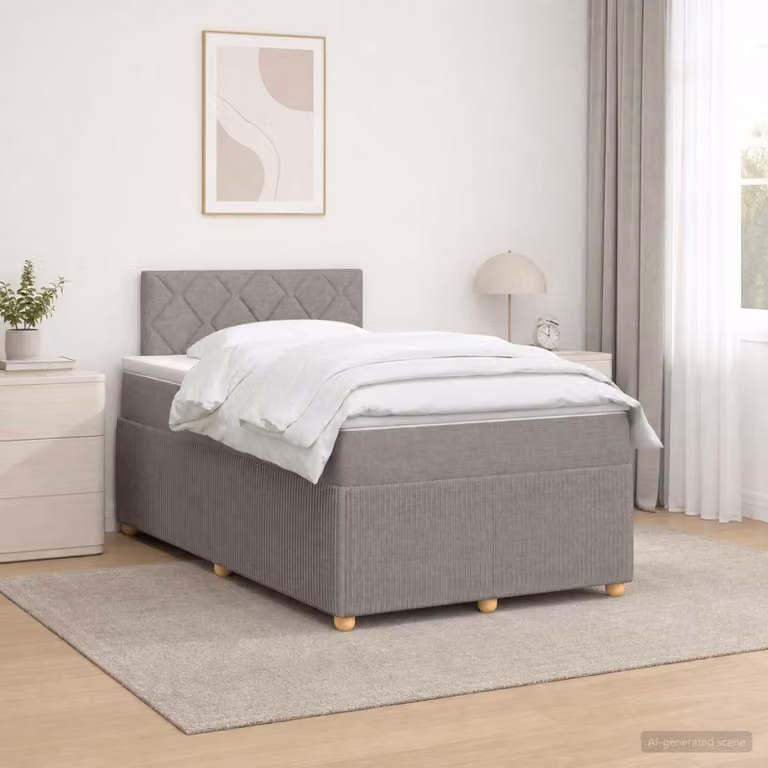 Letto box spring con materasso ibrido vidaXL in tessuto con illuminazione sottostante e porta USB L: 200 cm, P: 120 cm