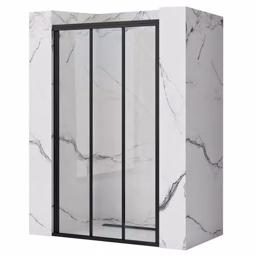 Rea - Porta Doccia Alex Nero 100 Vetro Temperato Di Sicurezza Trasparente 4 mm (Nero) 5,2x101,5x190cm