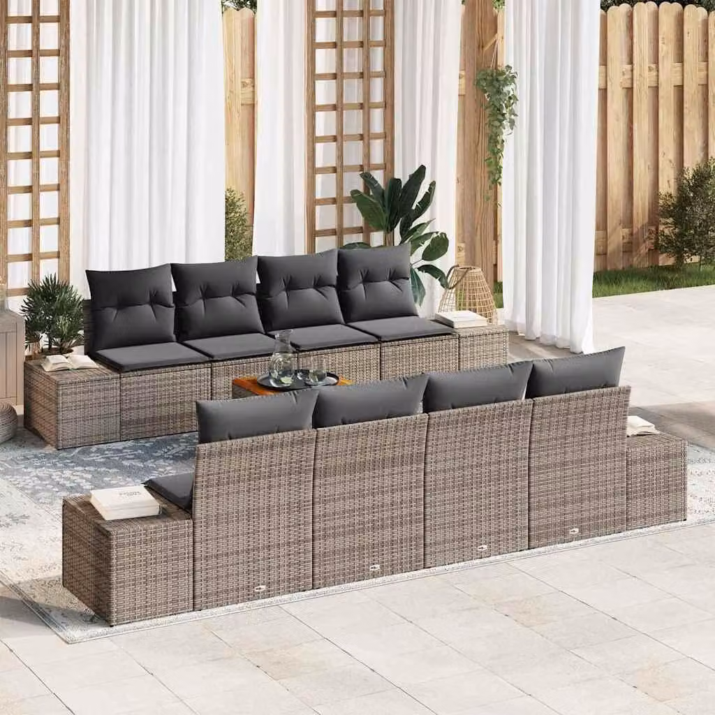 Maison Exclusive - Set da giardino composto da 9 pezzi, divano, colore grigio, realizzato in rattan sintetico