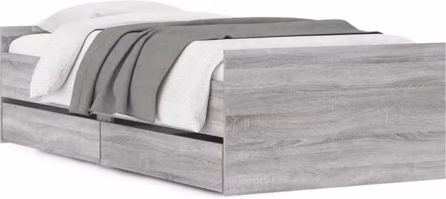 Letto singolo | Letto per adulti | Giroletto con Cassetti Grigio Sonoma 90x200 cm