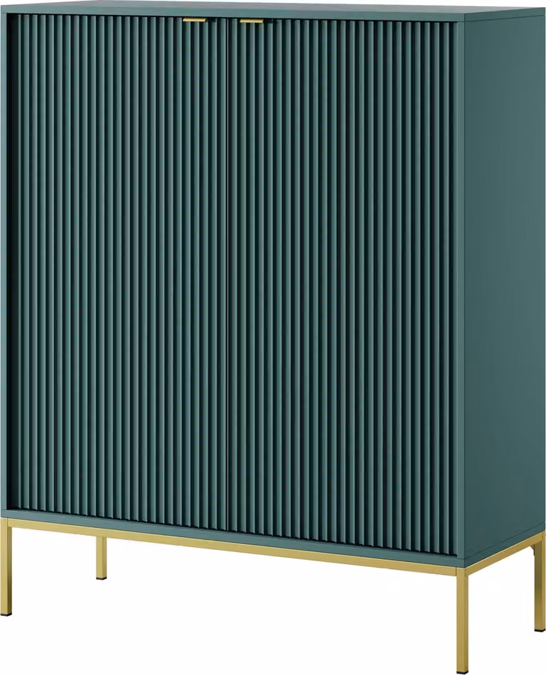 FURNLUX Credenza Avon Verde e Oro 104cm / Colore principale: Verde / Dimensioni: 104 x 125 x 39 cm
