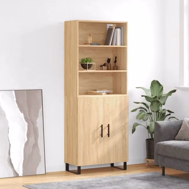 Credenza-Buffet-Armadio da cucina Rovere Sonoma 69,5x34x180 cm in Legno Multistrato 432909