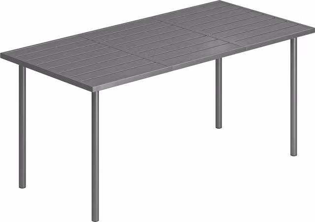 Outsunny Tavolo da giardino rettangolare per 6 persone in acciaio grigio con piano a doghe in metallo