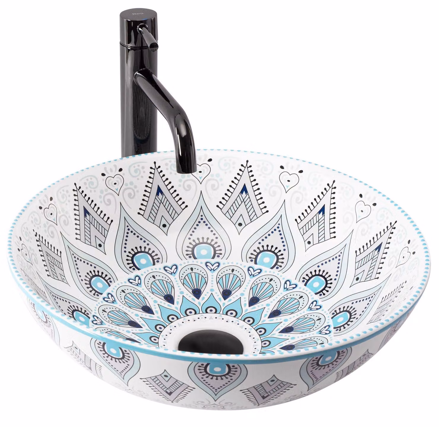 Lavabo da appoggio MANDALA, multicolore, 400x400x140 mm, in Vetroceramica