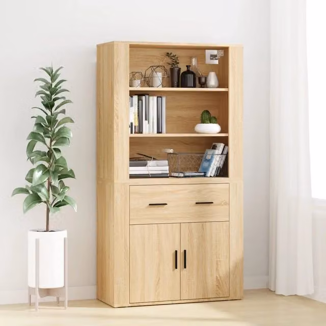 Credenza-Buffet-Armadio da cucina Rovere Sonoma in Legno Multistrato 977432