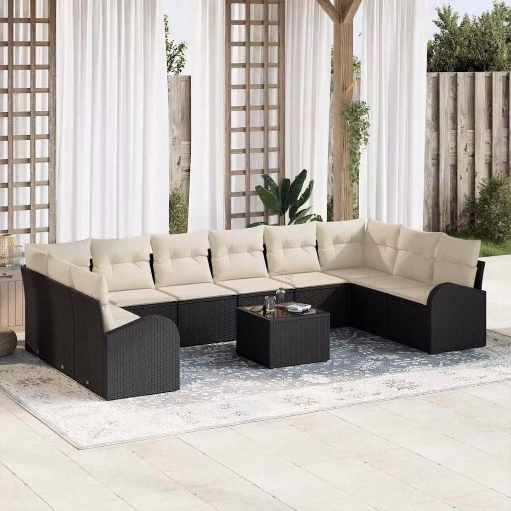 Maison Exclusive - Set di divani da salotto, 11 pezzi, colore nero [materiale sintetico]: rattan sintetico