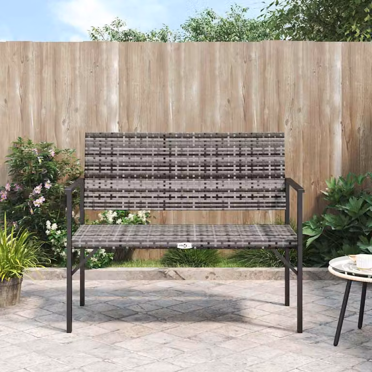 vidaXL Panca da Giardino a 2 Posti in Polyrattan Grigio con Braccioli L: 110 cm, P: 62 cm, H: 88 cm
