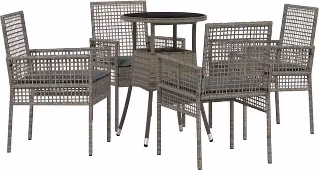 Set da Pranzo per Giardino 5 pz | Set Salotto da Giardino Grigio polyrattan