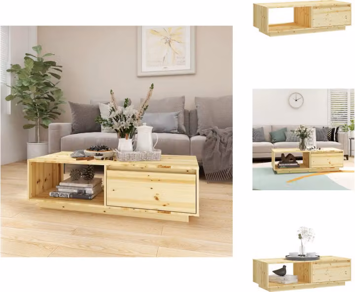 vidaXL Tavolino 110x50x33,5 cm in legno massiccio di abete - Tavolini da caffè