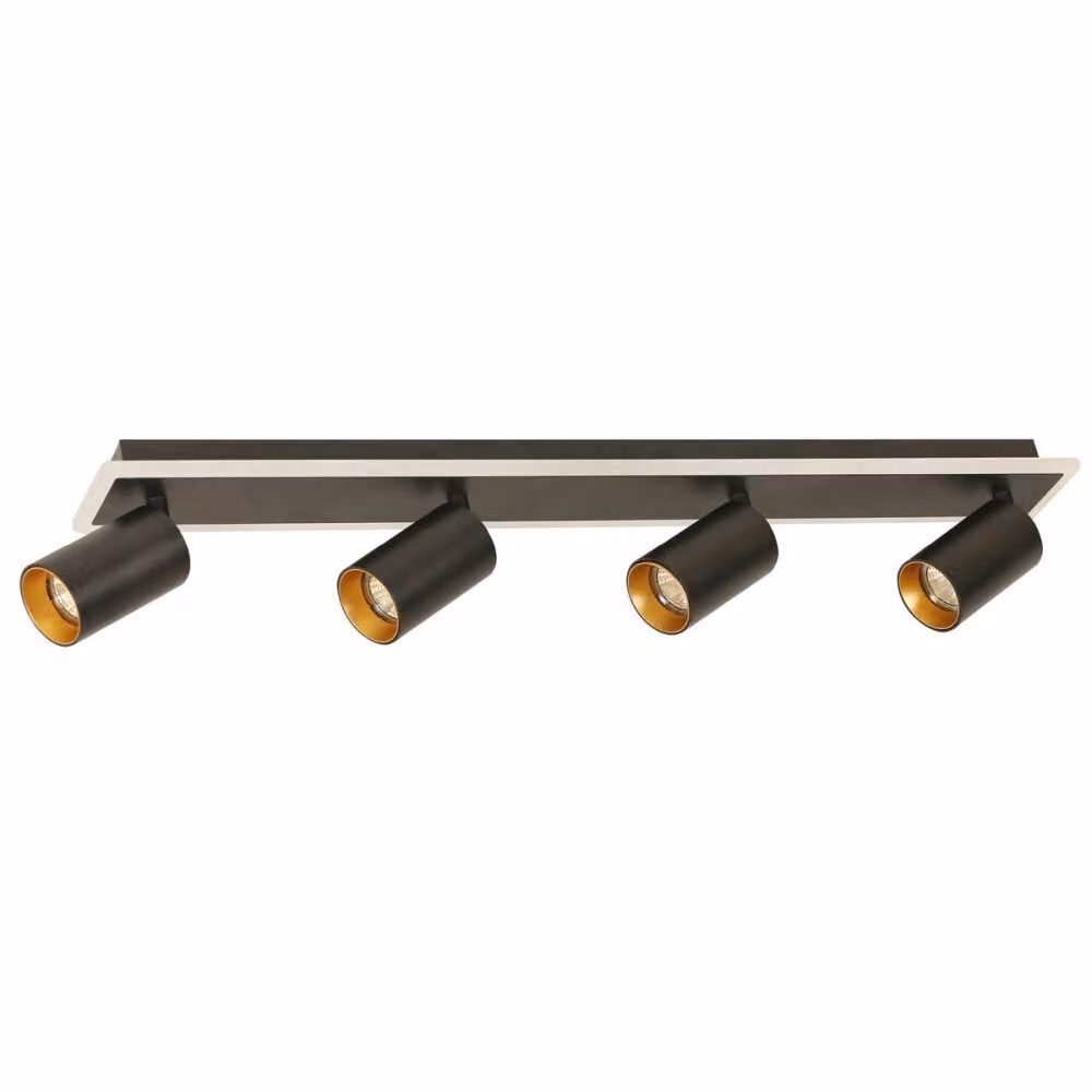 Lampada da soffitto con telecomando Parma nero-oro-bianco 4xGU10x50W metallo dim.: 12x70x8 cm IP20 Light Prestige
