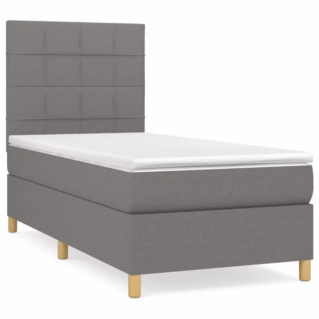 Letto Ibrido con Giroletto a Molle e Materasso vidaXL, Grigio e Bianco, L/P/H: 90 x 200 x 23 cm – 2
