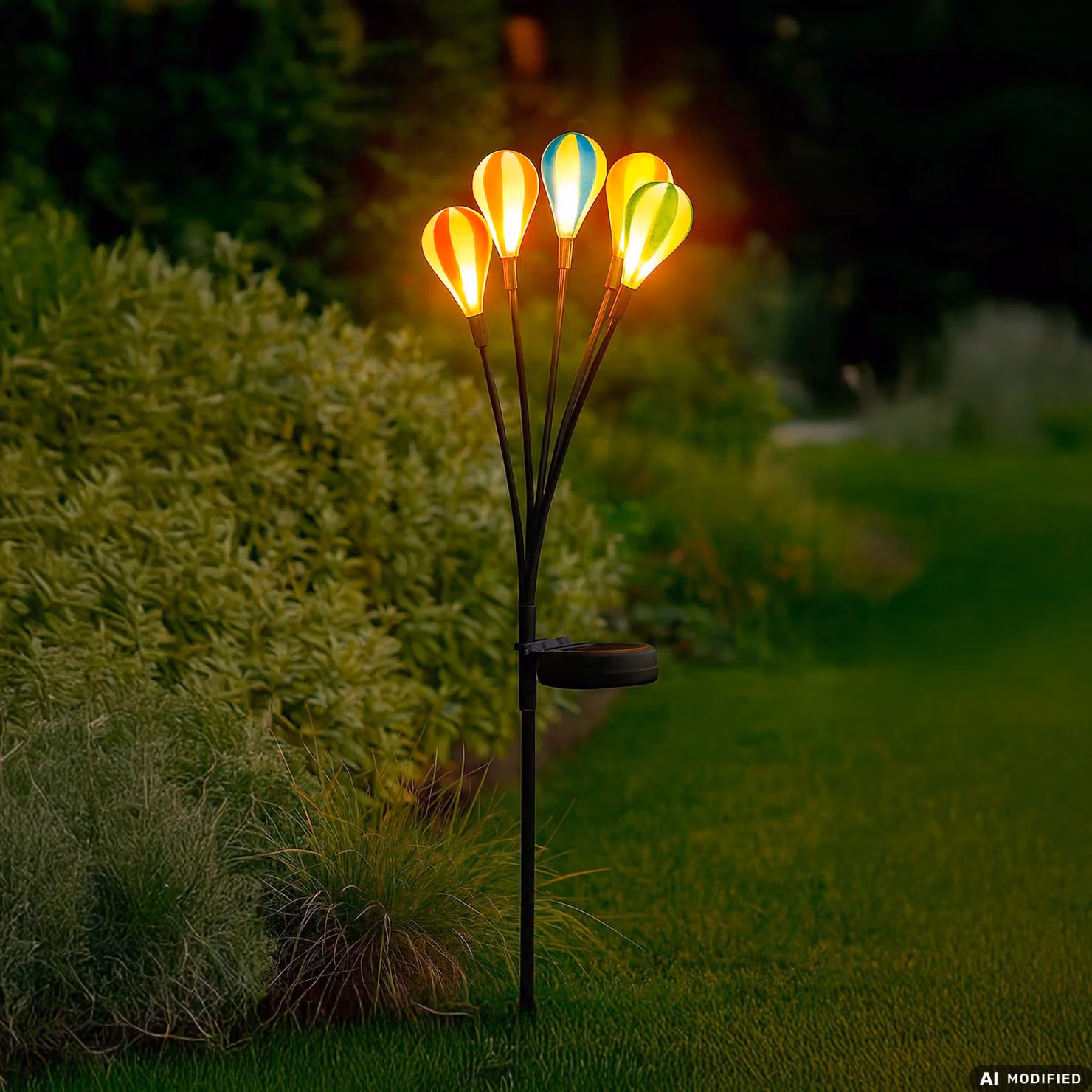 DICTROLUX Lampada Solare LED da Giardino a Forma di Mongolfiera Multicolore, Altezza: 71 cm – 2