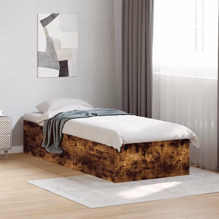 Struttura letto a pavimento moderna vidaXL in legno Rovere Fumo L 80 x P 200 cm