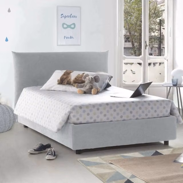 Letto Piazza e Mezza Talamo Italia con Base Contenitore Lift Up, Bianco, L 120 x P 200 cm
