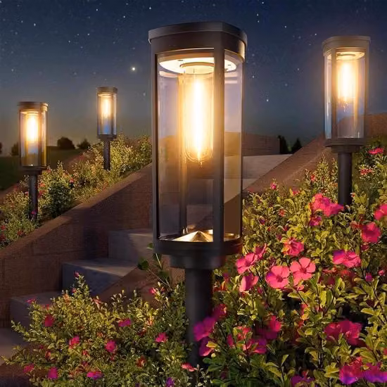 Lampade solari esterne molto luminose - 4 pezzi, colore caldo bianco, IP65 impermeabile