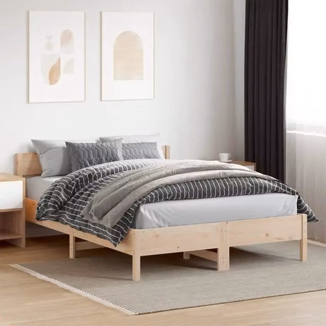 Letto senza materasso in legno massello di pino vidaXL stile rustico marrone L/P/H: 200 x 120 x 71,5 cm – 1
