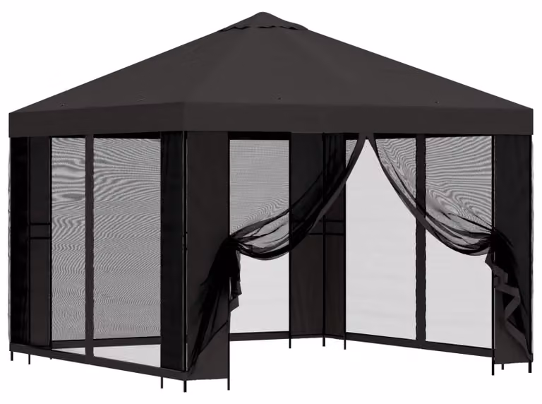 Gazebo da giardino con pareti laterali 3 x 3 m Antracite