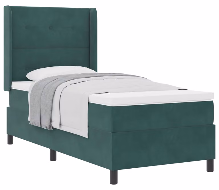 Letto a molle con materasso Verde Scuro 80 x 200 cm Velluto