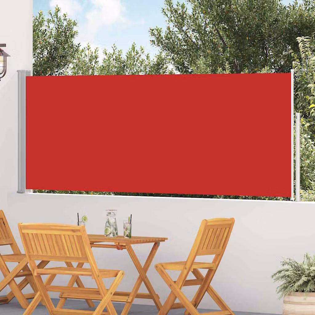 Tenda Laterale Retrattile per Patio vidaXL in Poliestere e Acciaio, Rossa, L: 514 cm, H: 117 cm