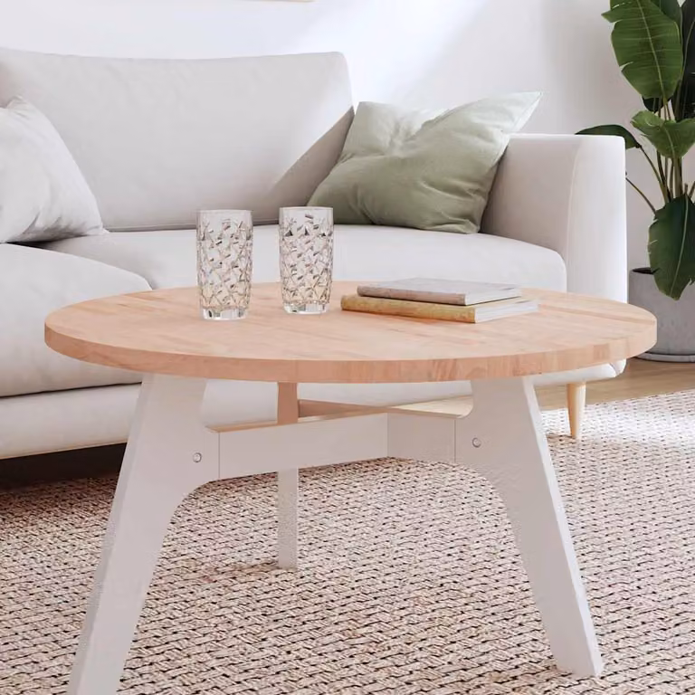 vidaXL Piano per Tavolo Rotondo in Legno Massello di Faggio, Diametro: 80 cm, Spessore: 2,5 cm