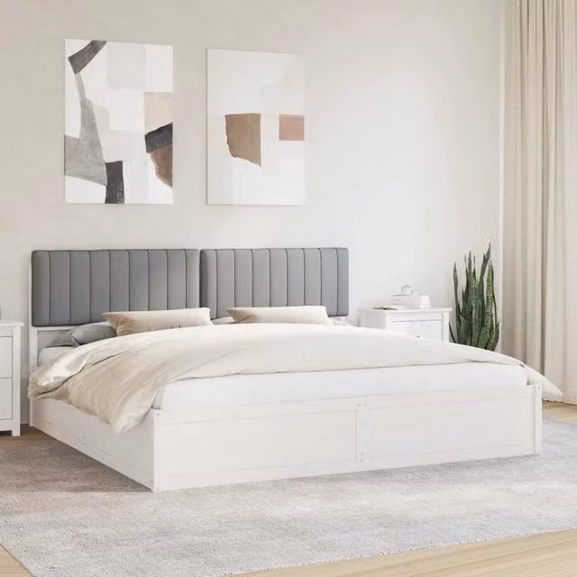 Letto con Testiera Rivestita Grigio chiaro 200 x 200 cm 3398213