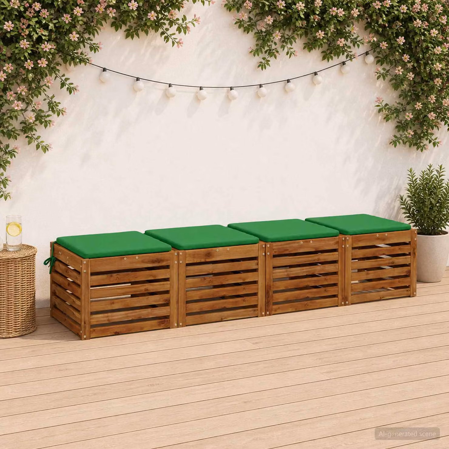 Set di 4 cuscini per sedia vidaXL SOEST in poliestere verde con rivestimento lavabile e resistente ai raggi UV
