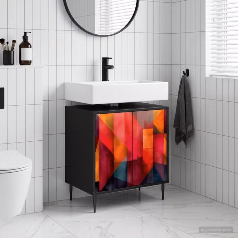 Mobile da bagno moderno vidaXL HEESCH Rovere Nero e multicolore L: 60 cm, P: 40 cm, H: 61 cm