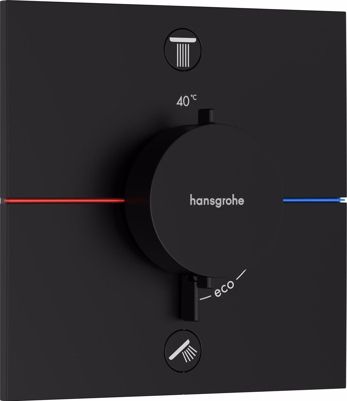 hansgrohe ShowerSelect Comfort E thermostat, encastré, 2 consommateurs, rosace carrée, avec combinaison de sécurité, 15578670, 15578670