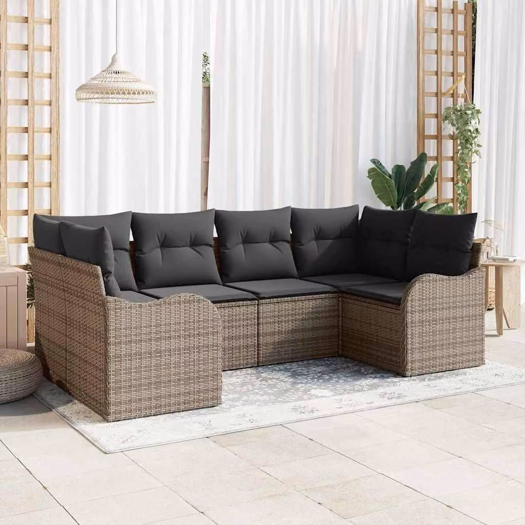 Maison Exclusive - Set da giardino composto da 6 pezzi, divano, colore grigio, realizzato in rattan sintetico