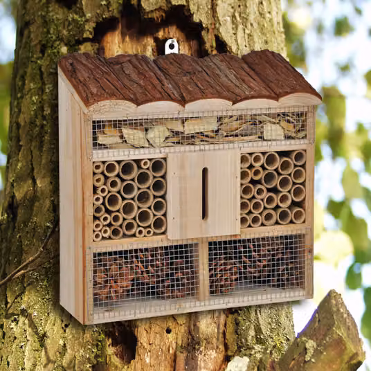 HI Hotel per insetti in legno naturale 30x9,5x30 cm