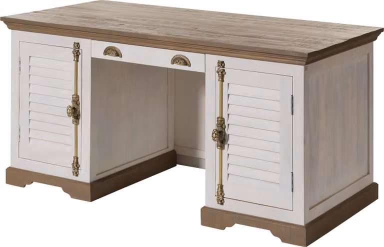 MASSIVMOEBEL24 | Scrivania TOULOUSE #120 in Legno di Mango Laccato Bianco - 160x80x76