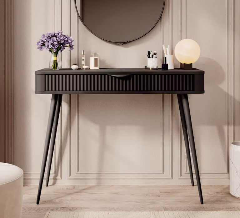 AX LIVING Vespasia tavolino nero 100,2 cm scanalato