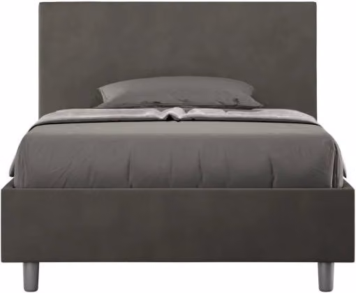 Letto imbottito 1 piazza e mezza 120x190 cm Adele - Senza rete,Microfibra,Grigio