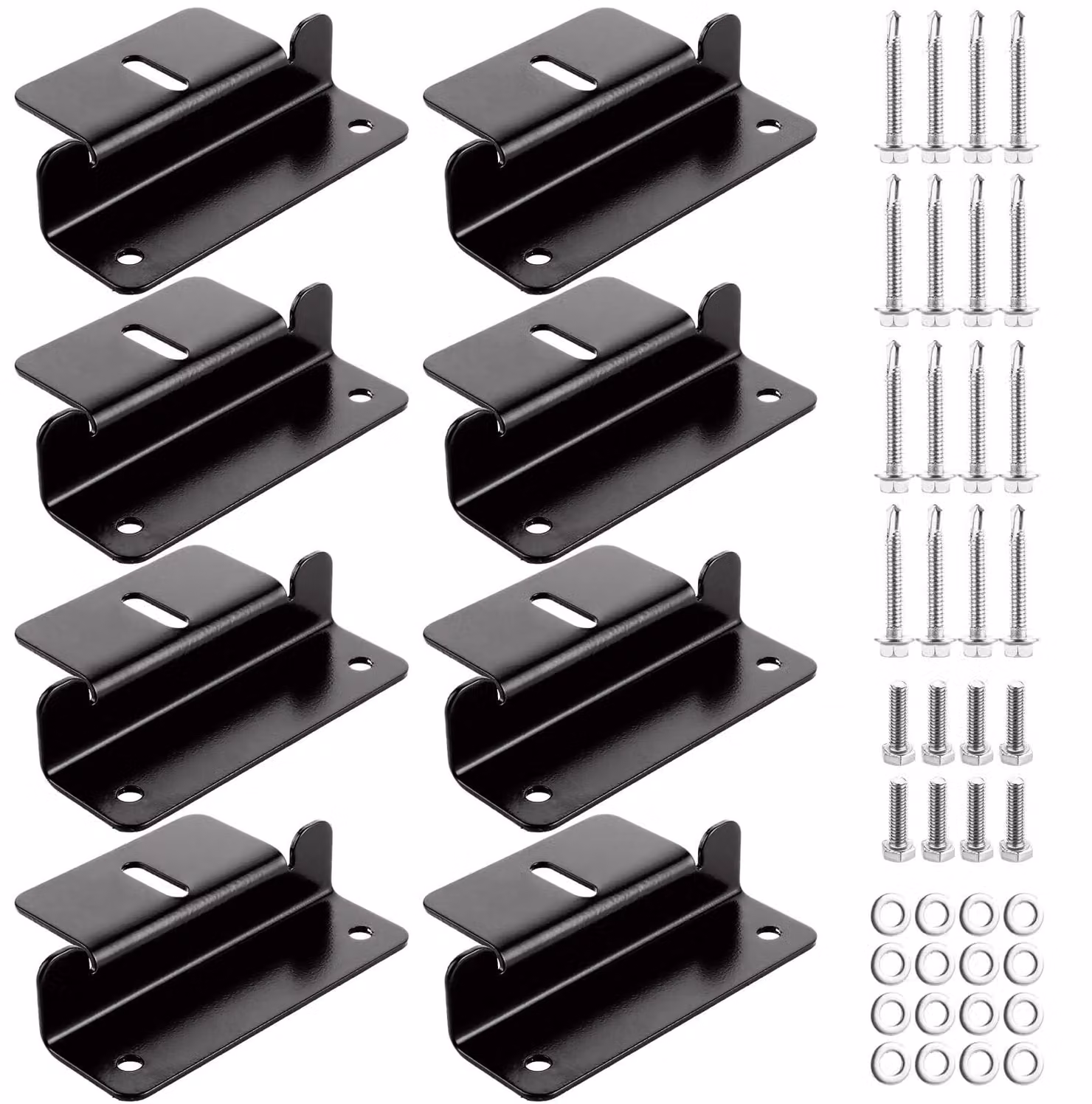 Kit di supporti per pannelli solari, composto da 16 staffe a forma di "Z" in alluminio, colore nero, completo di viti