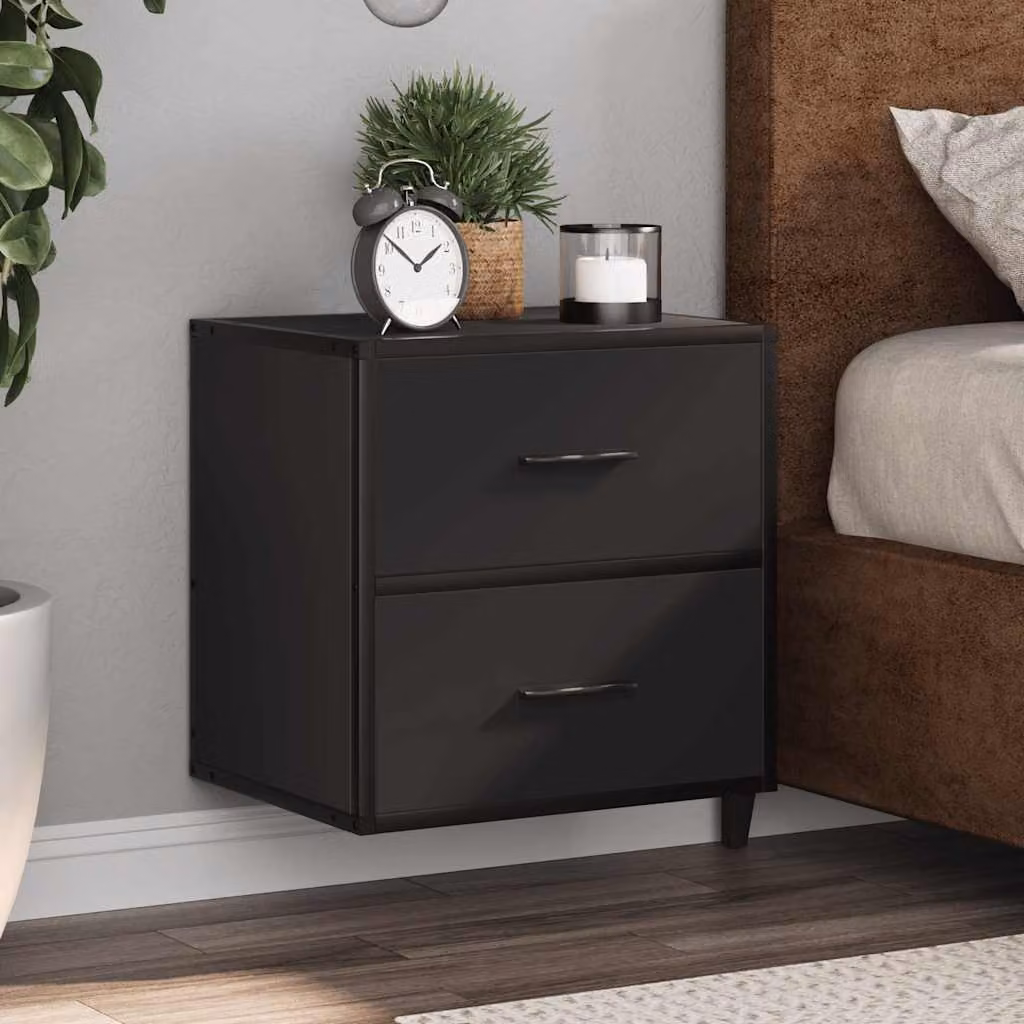 Comodino a muro moderno vidaXL in nero opaco L: 40 cm, P: 31 cm, H: 39,5 cm