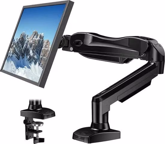 Supporto girevole a 360 gradi per schermi curvi da 17 a 30 pollici con sistema a gas e compatibilità VESA 75x75/100x100 mm, Nero