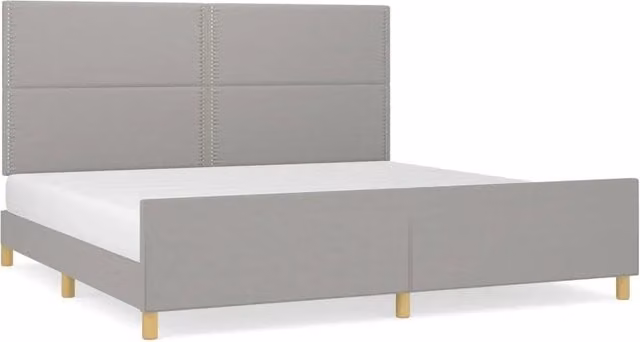 Letto matrimoniale | Letto per adulti | Giroletto senza Materasso Grigio Chiaro 200x200 cm Tessuto