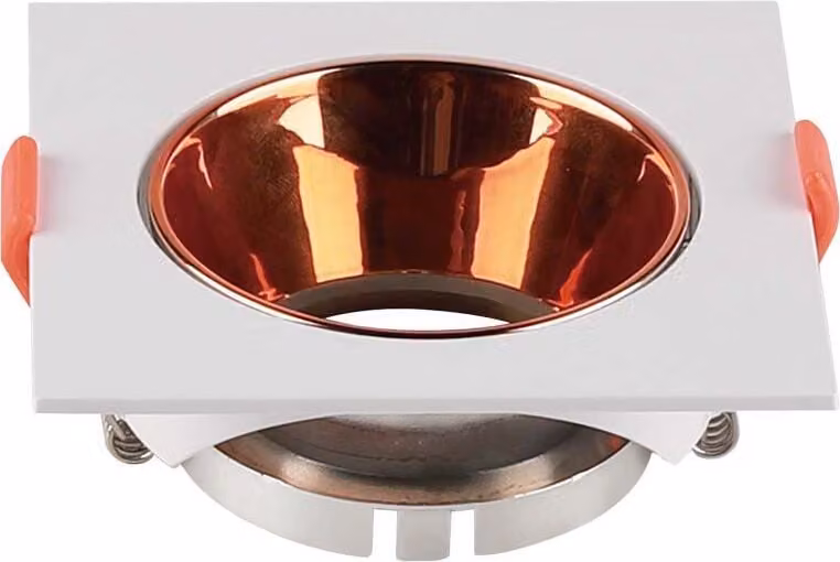 Portafaretto LED da Incasso Quadrato GU10 Corpo Bianco Riflettore Oro Rosa