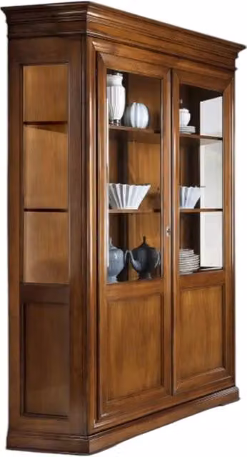 Vetrina a 2 porte in legno Mobili 2G color noce con ante in vetro, L: 145 cm, P: 50 cm, H: 215 cm – 4