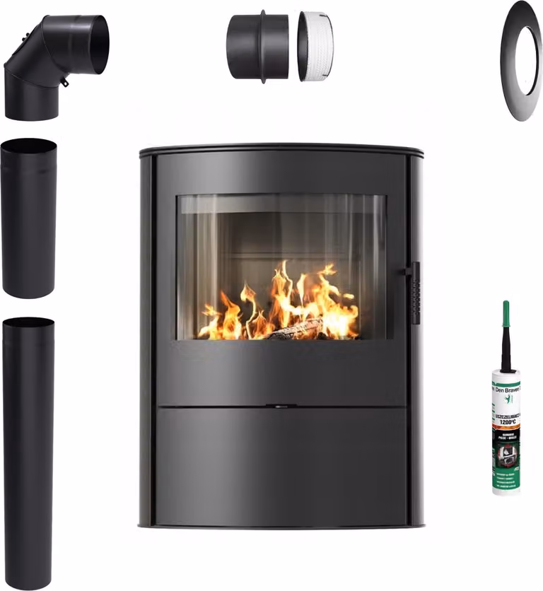 Cucina a legna a libera installazione KRATKI ROLLO 2 8kW fi 150 nero Set di montaggio