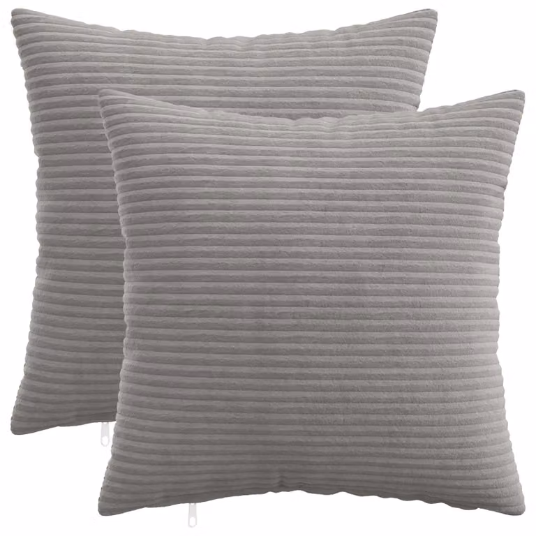 Set di 2 federe vidaXL HEERLEN in velluto a coste grigio chiaro, L 40 x P 40 cm