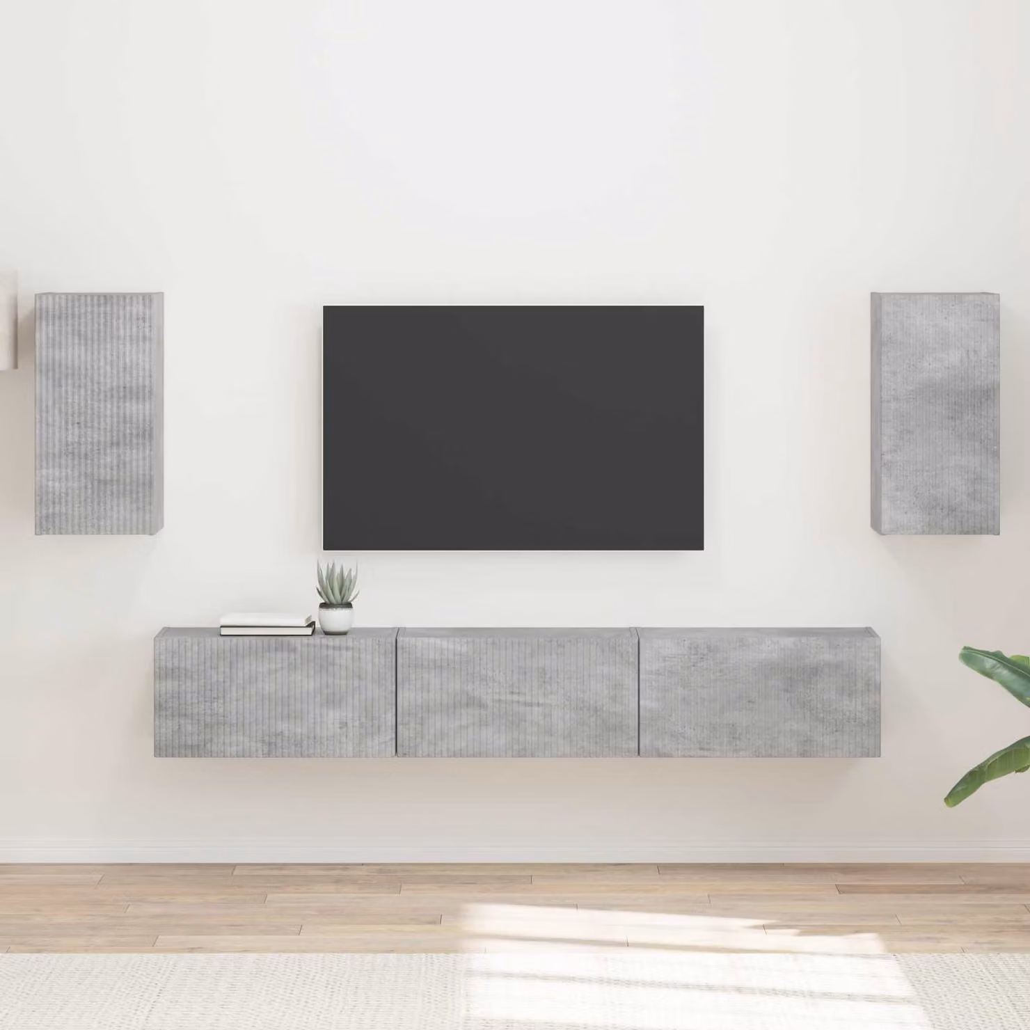 Set mobile TV moderno vidaXL in 5 pezzi Grigio cemento in legno e MDF