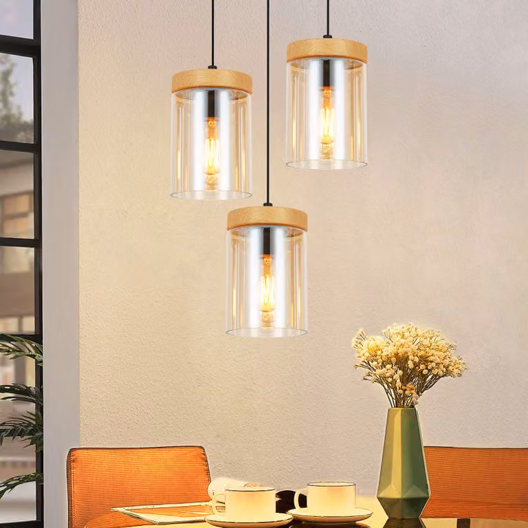 ZMH lampada a sospensione tavolo da pranzo cucina lampada a sospensione soggiorno E27 tavolo da pranzo lampada camera da letto lampada a sospensione 3 fiamme vetro vintage lampada a sospensione sala da pranzo retrò rotonda per la cucina (senza lampadina)