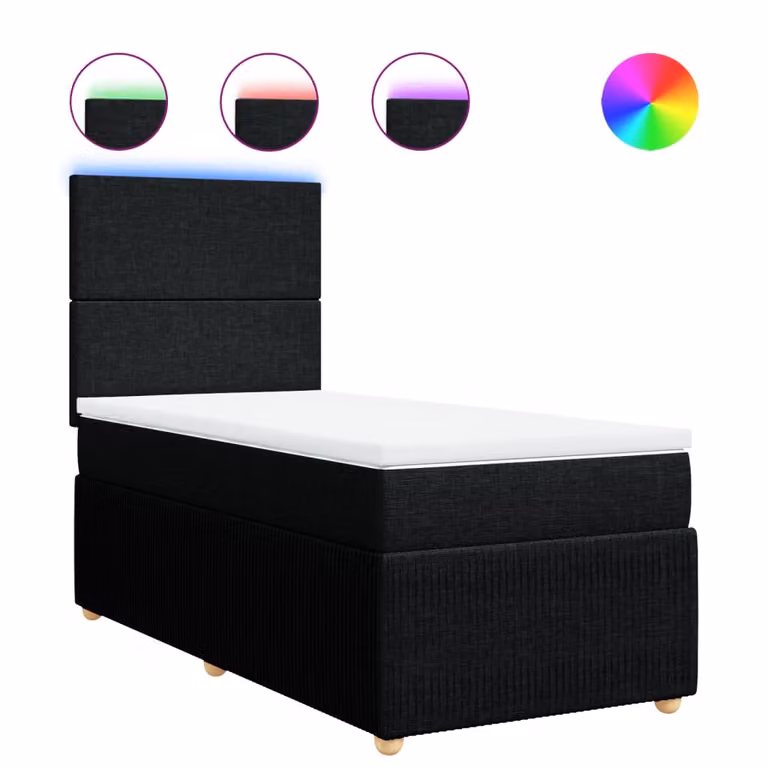 Giroletto a Molle con Materasso Nero 90x190 cm in Tessuto