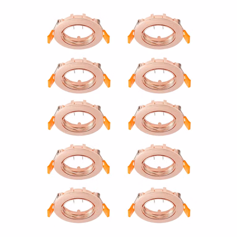 Prios plafoniera a incasso Fibur, rame, zinco, Ø8,2 cm, 10 unità Fibur PRIOS, dimmerabile, Rame, Soggiorno / Sala da pranzo, Metallo, Moderno