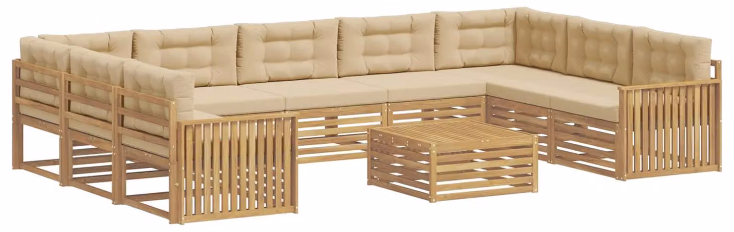 Set di divani da esterno, 10 pezzi, color beige