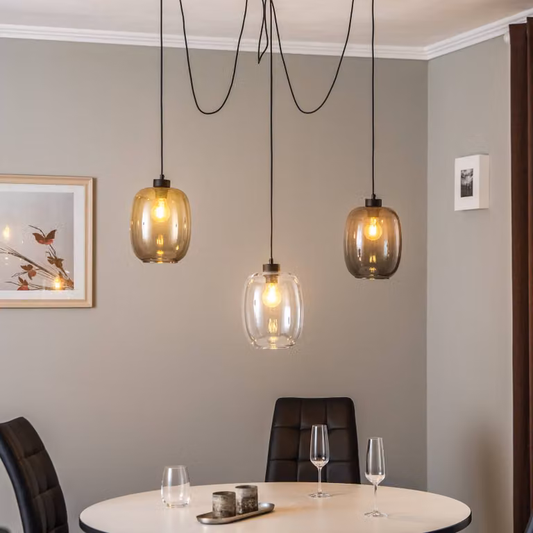 Lampada a sospensione in vetro Elio TK Lighting, dimmerabile, Chiaro / Trasparente, Soggiorno / Sala da pranzo, Vetro, Moderno, Lampada a sospensione