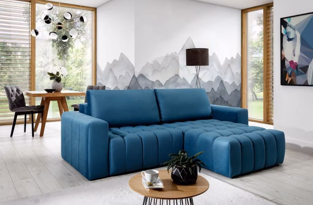 Ecksofa Grau Stoff L-Form Couch Design Couch Polster Textil Moderne Garnitur
